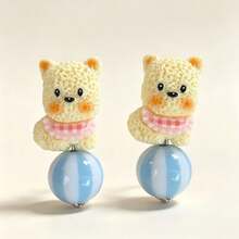 1 Pasang Anting-Anting Bola Alpaca yang Dipersonalisasi, Serbaguna, dan Manis, Cocok untuk Anak Perempuan, untuk Perjalanan Sehari-hari, Pesta, Kencan, dan Acara Kumpul-kumpul. - MultiWarna - View 5