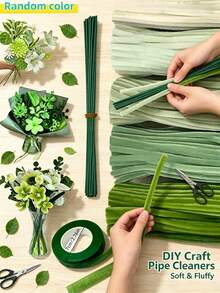 300/150/200/500支女性混色可彎曲絨毛雪尼爾花莖，花束DIY套組，金屬芯絨毛棒，花藝手工材料，浪漫鄉村風，居家花藝學習與店鋪教學，夏季畢業、開學季、父親節與母親節禮物 - 棕色系 - 查看 4