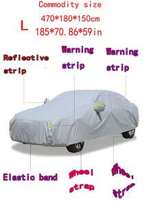190T Silver Coated Fabric Lightweight Full Car Sun & Rain Protection Cover With Reflective Strip, Dustproof And Breathable - Silver - View 9