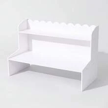 1pc Desktop Organizer Rack, Multi-Layer Bookshelf & Cosmetic Storage Rack, Office Desk Organizer For Books, Stationery, Cosmetics, Figurines, Computer Accessories Display, Space-Saving Home Storage For Bedroom, Living Room, Study - White - View 9