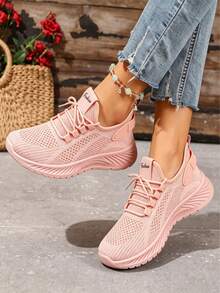 Retro Mesh Sneakers For Men & Women. Low-Top Lace-Up With Ankle Support, Non-Slip EVA Sole, Lightweight For Sports & All-Season Wear - 品質升級粉 - 查看 5