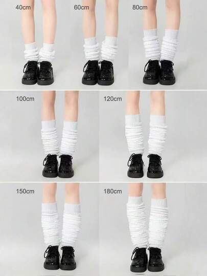 Élanzette 1 Pair Of Autumn And Winter White Knee-High Socks. Grey Terry Socks, Warm High-Cut Socks, JK Socks, Slouchy Socks