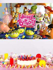 Disney 生日快樂主題攝影背景布，高畫質印花聚酯纖維派對牆面裝飾，可折疊且可重複使用的裝飾背景橫幅，生日派對攝影與場景布置理想配件 - 多款 - 查看 2
