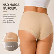 Calcinha Boxer Feminina Sem Costura Laser Corte a Laser Tipo Shortinho Conforto Invisível - Bege - Visão 6