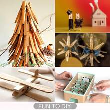 120pcs Mini Wooden Clothespins, Mini Photo Clips, Mini Clothes Pins, Suitable For Photo Display, Handmade DIY, Cocktail Food Markers, Memo Clips, Message Clips, Christmas Party Holiday Gift Decoration - Wood Color - View 6