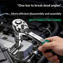 1/4 1/2 3/8 72-Tooth Ratchet Wrench Set, Chrome Vanadium Steel Curved Handle Design, Suitable For Mechanical Repair, Automotive And Home Applications - S 1-4 13pcs Set - View 6