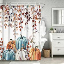 1 pieza Cortina de ducha con hojas de otoño y calabaza en acuarela -, Accesorios de baño Decoración del hogar Regalo - Viene con 12 ganchos - Multicolor - Ver 5
