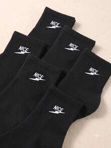 20 pares de calcetines deportivos de tobillo para niños y niñas, regreso a la escuela, con estampado de letra NICE y rayo, cómodos y suaves, paquete negro y gris, 1-16 años - Multicolor - Ver 2