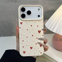 Heart Print Faux Leather Texture Anti-Fall Anti-Scratch Anti-Slip Phone Case Set, Kawaii Heart Aesthetic Design Compatible With IPhone 11/12/13/14/15/16/16 Plus/17/17 Pro/17 Pro Max - Multicolor - View 2
