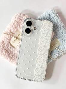 1PC Ins Black & White Lace Polka Dot IMD Full Coverage Shockproof TPU Phone Case Compatible With Apple 11 Pro Max/12 Pro Max/13 Pro Max/14 Pro Max/15 Pro Max/16 Pro Max/17 Pro Max/18 Pro Max - Multicolor - View 2