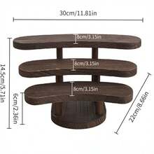 1pc Vintage Carbonized Wooden 3-Tier Desktop Storage Rack, Vertical Shelf, Jewelry Display Stand, Wooden Tray Holder, Wooden Tray, Cosmetics Perfume Accessories Display Rack, Tea Ceremony Storage Rack, Suitable For Restaurant, Kitchen, Hotel, Home Storage - View 5