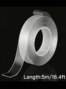 1 Roll Heavy Duty Double Sided Tape, 2cm Wide, Reusable Strong Adhesive Tape, Multi-Purpose Washable Removable Nano Tape, Suitable For Home/Office/Car Application, Ideal For Home Decor Tools, Stickers, Wall Decals - Multicolor - View 10