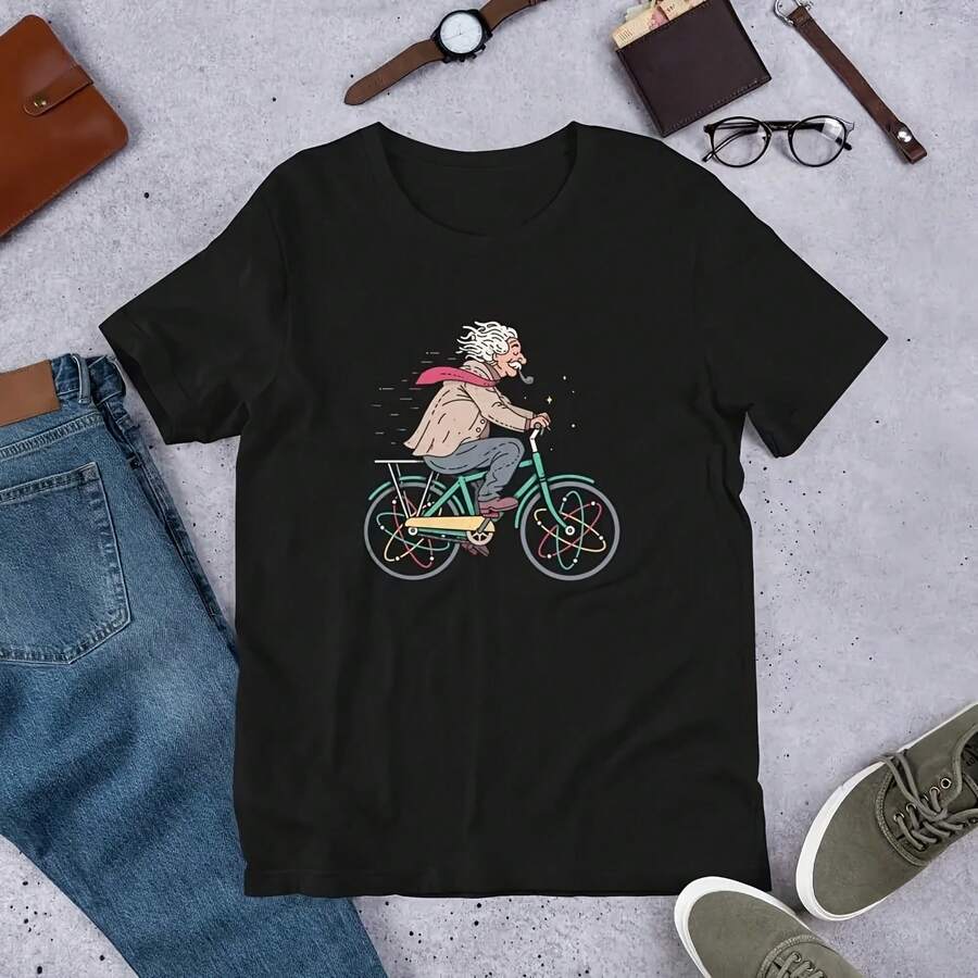 T-shirt de vélo , T-shirt de science avec atomes, T-shirt de physique atomique, vêtements pour hommes, T-shirt confortable - forme - Voir 1