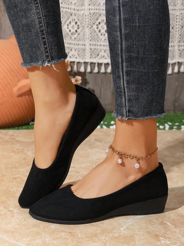 Zapatos de tacón bajo elegantes para mujer, cómodos con punta redonda para salidas de fin de semana y compras