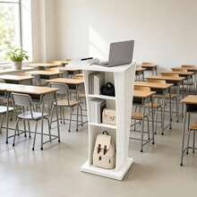 kangten Lectern Podium Stand, Speaking Lectern, Modern Standing Lectern - White - View 1