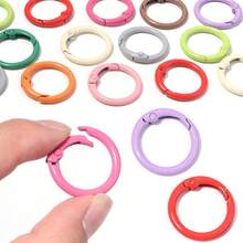 20pcs/Pack Colorful Metal Round Spring Rings 23mm, Dopamine Open Split Rings, Handmade Jewelry Key Chain Clasp DIY Accessories, Bag Buckle Spring Hook Pendant Materials - Spring Ring - View 4
