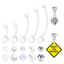 17Pcs/Set 14G Pregnancy Belly Button Rings Flexible Maternity Belly Button Rings Clear Long Bar Pregnancy Belly Rings Cute Sport Navel Rings For Women - Clear - View 8