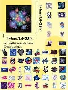 50pcs Y2K Futuristic Stickers-Cyberpunk & Retro Tech-Perfect For Skateboards, Suitcases, Water Bottles, Planners, Phone Cases, And Gift Decorations-Back To School - Multicolor - View 9