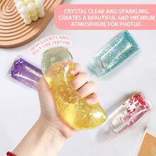 1pc Toothpaste-Shaped Transparent Shiny Cube Squeeze Toy, Soft TPR Material Jelly-Like Fingertip Stress Relief Toy, Cute Toothpaste Sensory Hand Toy, For Anxiety Relief, Children's Party Gift, Independence Day Gift, Soft Toy - Multicolor - View 3