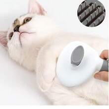 Large Pet Self-Cleaning Slicker Brush, Easy De-Shedding Grooming Comb With Non-Slip Handle, For Pet Skin, Fluffy Fur, One-Click Self-Cleaning, Suitable For Cats And Dogs - Grey - View 3