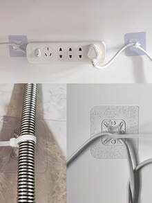 5入自黏式免鑽孔掛鉤 透明可調式塑膠理線夾 適用電線、廚房收納，免工具輕鬆安裝，家具組裝，多功能耐用理線管理 - 無色 - 查看 3