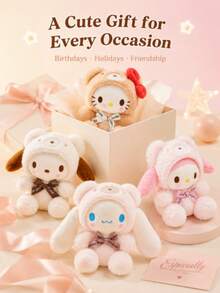 SANRIO 1pc Bear Shaped Plush Keychain, Soft Bag Charm, Cute Backpack Pendant, Essential Surprise Gift For Birthday And Holidays, Ideal Gift For Girls, Teens And Friends, 4 Styles Available - Multicolor - View 10
