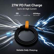 超柔軟液態矽膠 USB-C 轉 Lightning 傳輸線，馬卡龍多色 27W PD 快充線，MFi 認證數據線，相容 iPhone 14 13 12 11 X 8 - 黑色 - 查看 3