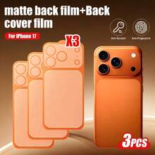 (3 Protectores de Lente Mate + 3 Películas Traseras Mate) 6-En-1, Adecuado para la Serie 17 Pro/17 Pro Max, Película Inferior Mate y Película Trasera Mate, Anti-Huellas, Tacto Suave, Fácil de Instalar, Protege la Cámara, Diseño Minimalista. - transparente - Ver 3
