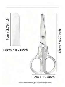 Gunting Pelajar Gagang Transparan, Gunting Pengaman Ujung Bulat Stainless Steel dengan Penutup Penyimpanan, Gunting Kerajinan Mini Portabel, Cocok untuk Anak Sekolah, Perlengkapan Memotong Kertas, Kain, dan Kulit untuk Seni dan DIY - Sepotong Tunggal - View 2