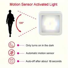 LED Motion Sensor Night Light, Smart PIR Sensor, Auto On/Off, Bedside Light, AAA Battery Powered, Easy Installation, Suitable For Bathroom, Bedroom, Hallway, Stairs, Cabinet, Garage - White - View 7