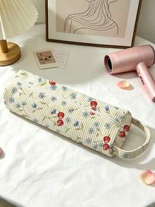 Floral Quilted Hair Dryer Storage Bag With Handle, Large Capacity Hair Tool Organizer, Soft Material Travel Storage Bag (Suitable For Hair Dryer, Curling Iron And Hair Brush), Women's Portable Zipper Makeup Bag; Applicable Scenes: Home, Travel, Vacation, Campus; Multi-Functional Storage (Cosmetics, Skincare, Toiletries); Travel/Cruise/Dormitory Essential; Suitable As A Gift For Bridesmaid, Mother, Friend Or Teacher. - Multicolor - View 6