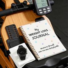 1pc A5 Mini Colorful Floral Print Weight Loss Tracker Journal, Gold Spiral Notebook, For Daily Fitness Record, Diet Log, Body Data Tracking, Gym & Home Workout Use, Preprinted Weight & Exercise Log Inner Pages - Multicolor - View 1