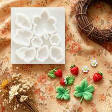 精緻草莓葉翻糖模具、蝴蝶形矽膠模具，易脫模易清洗，適合製作巧克力蛋糕裝飾、餅乾、口香糖、樹脂鑰匙圈、黏土皂墜飾及石膏裝飾品 - 查看 3