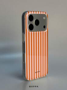 GIIPPA 1pc Orange Striped Pattern Design, Phone 17 Pro Max Phone Case, Compatible With Phone 16 Pro Max, 15 Pro Max, 14 Pro Max, Korean-Style High-End Fashion Fun Phone Case, Compatible With 11/12/13/14/15/16 Pro Max Plus, Elegant Design Suitable For Men And Women, Perfect Gift For Girlfriend On Christmas, Valentine's Day, Easter, Wedding Season And Birthday! - Multicolor - View 2