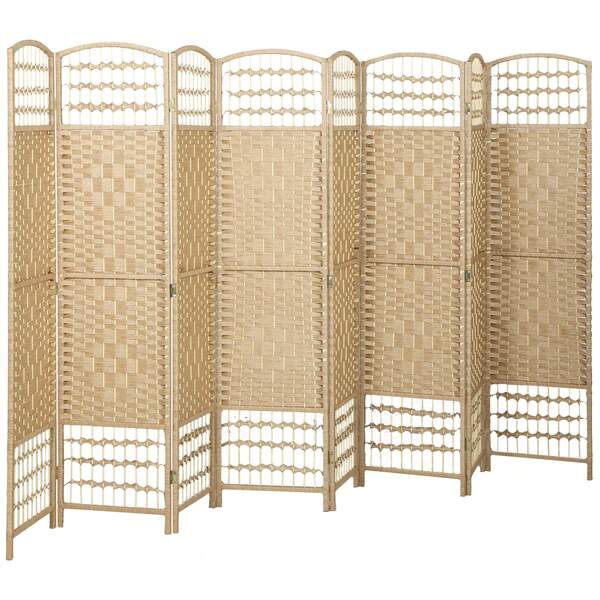 HOMCOM Paravent en bois 320 x 170 cm séparateur de pièce pliable 8 panneaux cloison de séparation chambre à coucher maison intérieur bois naturel