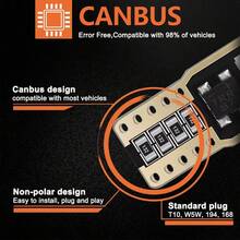 4/10pcs T10 W5W LED Bulbs Canbus Car Interior Dome Light Door Glove Box Trunk License Plate Light 12V 6SMD 400LM 6500K White - Flat 6 Lamps - View 2