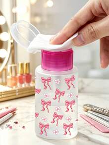 Botella de removedor de esmalte de uñas con patrón de lazo, adecuada para removedor de esmalte de uñas - Botella de embalaje de viaje rellenable, adecuada para uso en el hogar, salón y viajes. Removedor de maquillaje de labios y ojos, reutilizable, botella de removedor de maquillaje, esencial de viaje - Multicolor - Ver 1
