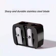 Dual Hole Pencil Sharpener, Stainless Steel Blade, Plastic Protective Cover, Waste Collector And Cleaning Tool, Manual Pencil Sharpener, Back To School Essential - Multiple Styles - View 4