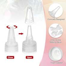 Twist Top Caps, 60Pcs Plastic Squeeze Bottle Replacement Caps With Foam Gasket For Paint Lids Glue Dispensing DIY Crafts - Clear - View 5