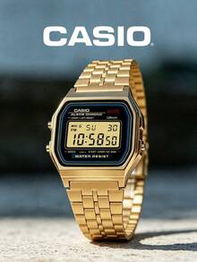 CASIO Retro Daily Essential: Unisex Gold Stainless Steel Digital Electronic Watch,  Stopwatch, Night Light Display A159WGEA-1D - Gold - View 7