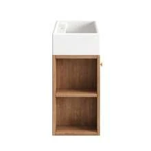 Bathroom Furniture Washbasin With Vanity Unit 55 Cm, Vanity Unit, Wall-Mounted Vanity Unit White, Small Guest Bathroom Furniture - Brown - View 7