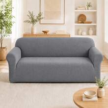 Splash Resistant Corn Grain Textured Sofa Cover, 360 Full Wrap Elastic Anti-Scratch Pet Friendly Couch Slipcover, Machine Washable Universal Sofa Protector For 1/2/3/4 Seater Sofa - Light Grey - View 9