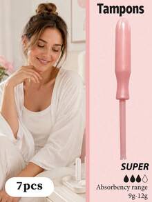 7-Pack Applicator Tampons, Portable Invisible, Sports Style, Suitable For Swimming, Daily Use, Overnight, Large/Small Capacity, Easy Insertion, Individually Wrapped, Mini, Extra Long, Anti-Breakage - White Tampons [with Applicator] - View 13