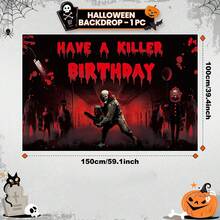 1件 Have A Killer 生日裝飾 恐怖生日派對背景布 萬聖節恐怖主題裝飾 Have A Killer 電影橫幅背景 電鋸道具 萬聖節裝飾 - 查看 6