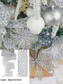 Shiny Sequin Mesh Decorative Ribbon, Lightweight Transparent Metallic Luster Mesh Ribbon, Available In Red, Gold, Champagne Gold, Royal Blue, Light Blue, Green, Easy To Bend And Shape, Suitable For Making 3D Bows, Gift Wrapping, Christmas Tree Decoration, Wreath Decoration, Door Decor, Tabletop Arrangement And Holiday Crafts, Applicable For Christmas, New Year, Wedding, Birthday Party, Celebration, Gift Wrapping, Home Decor And DIY Crafts, Adding Sparkling Texture And Elegant Atmosphere To Holiday Scenes. - Christmas Sequin Ribbon - View 13