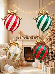 2/4pcs 32 Inch Large Bow Christmas Hanging Ball Party Decoration Round Aluminum Foil Balloon Set - View 1