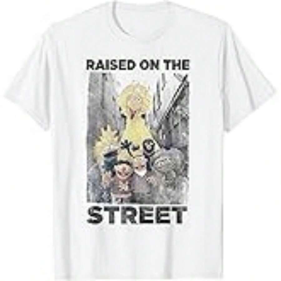 Camiseta casual de algodón para mujer con cuello redondo y manga corta, estampado gráfico 'Raised on the Street', largo regular, tejido ligeramente elástico para comodidad diaria - Blanco - Ver 1
