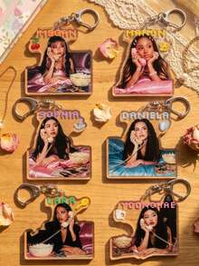 1pc/6pcs Katseye Girl Group Acrylic Keyring Packs, Can Be Used As Backpack Charm, Car Keychain Or Fan Collectible, Suitable For Daily Matching, Concert Support, Fan Meeting, Also A Special Gift For Fan Friends, Applicable All Seasons. - Multicolor - View 3