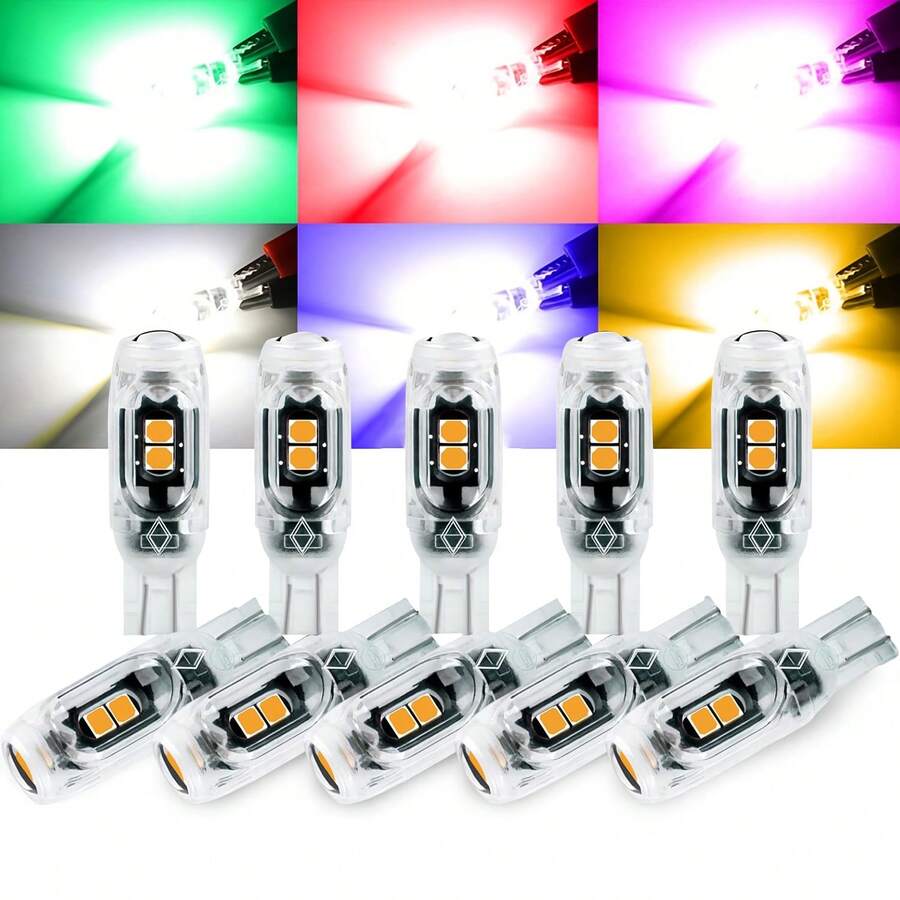 4入組 T10 LED W5W 超亮 350LM 塑膠保護 SMD 燈,適用汽車內飾閱讀燈、車門燈與牌照燈照明,DC12V 白色通用款 - 2835 - 查看 1
