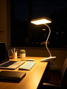 1pc New Creative Rechargeable Clip-On LED Desk Lamp, Square LED Desk Lamp, LED Upright High Brightness Desk Lamp, Home Desk Lamp, Clip-On Reading Lamp, Touch Control 3 Dimming Levels, Suitable For Living Room, Study, Office, Bedside, Student Dorm, Portable Desk Lamp, Battery Capacity: 800mAh - Clip-on Square Table Lamp - View 7
